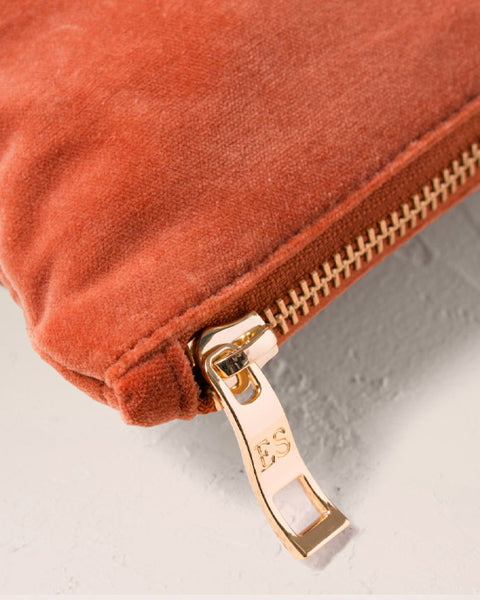 Golden Elephants Velvet Mini Pouch - Rust