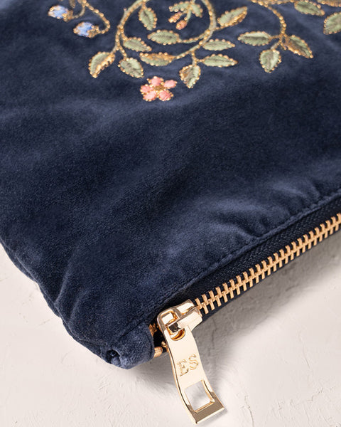 Tree of Life Velvet Mini Pouch Indigo