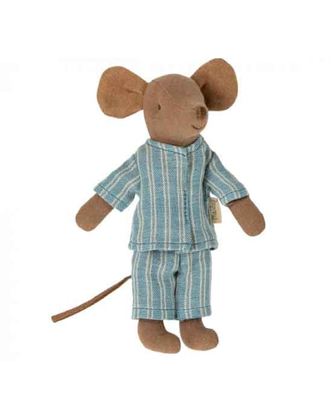 Big brother mouse in matchbox, blue stripe pyjama
