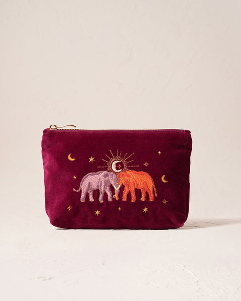 Enchanted Elephant Ruby Velvet Mini Pouch