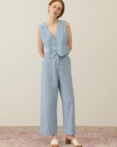 Franckie Waistcoat Blue Onda Stripes