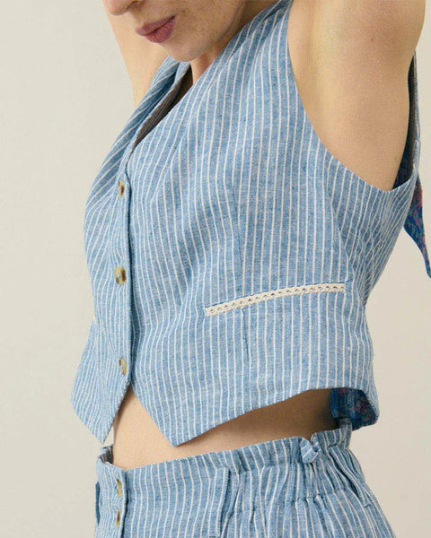 Franckie Waistcoat Blue Onda Stripes