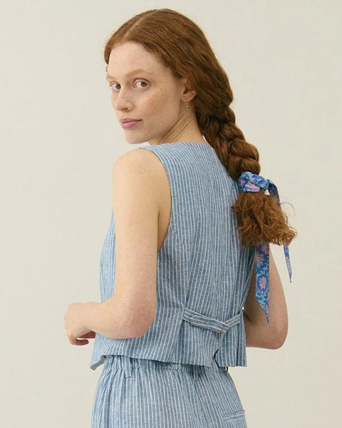 Franckie Waistcoat Blue Onda Stripes