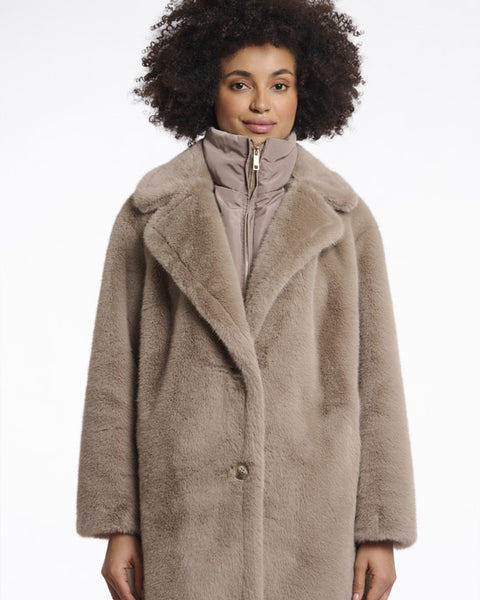 Geesje Faux Fur Coat Toffee