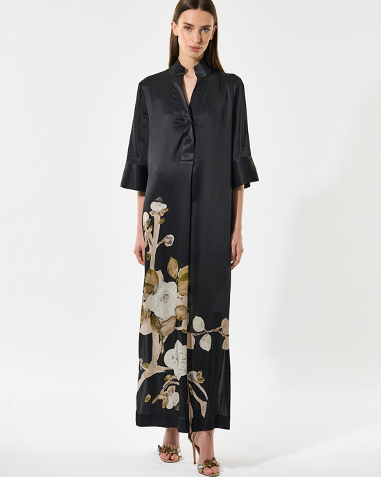 Helga Silk Dress Lotus Black