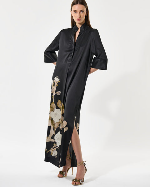 Helga Silk Dress Lotus Black