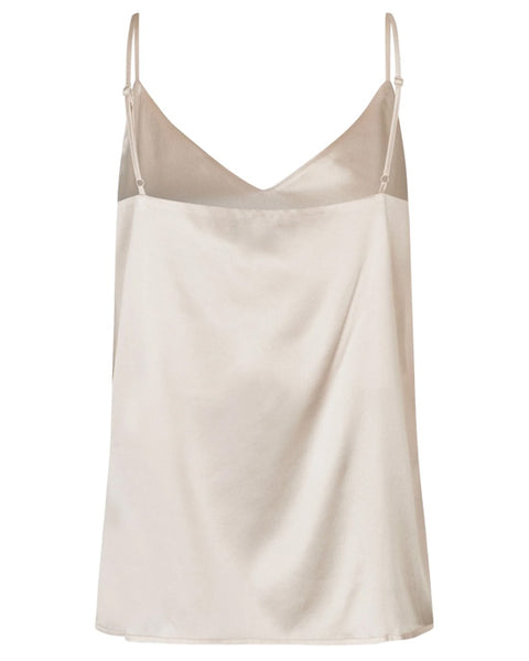 Octavie Silk Strap Top Porcelain