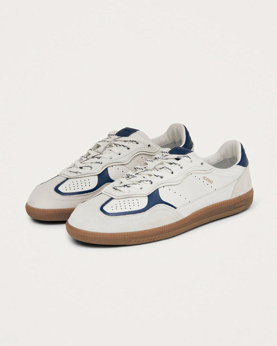 Rife Grain White Navy Leather Sneakers