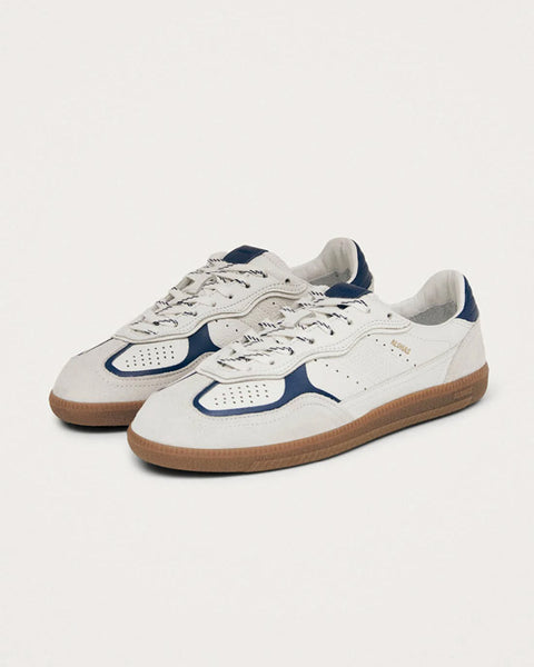 Rife Grain White Navy Leather Sneakers