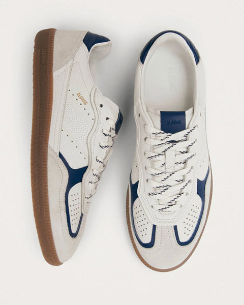 Rife Grain White Navy Leather Sneakers