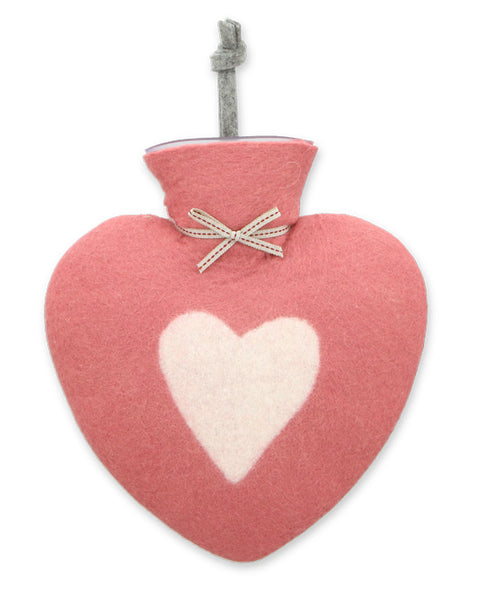 Heart Hot Water Bottle 0.7l Merino Wool