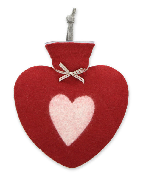 Heart Hot Water Bottle 0.7l Merino Wool