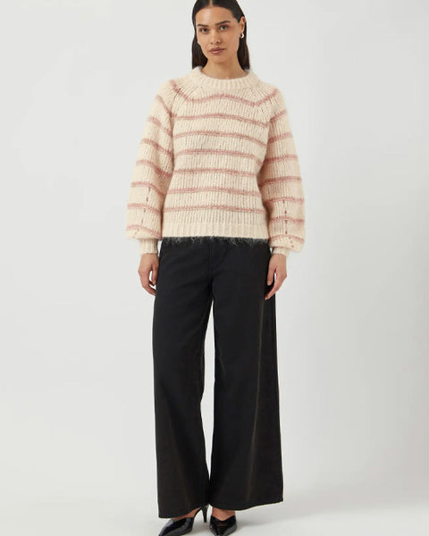 Yaschima Wool Blend Jumper Birch / Orchid Pink