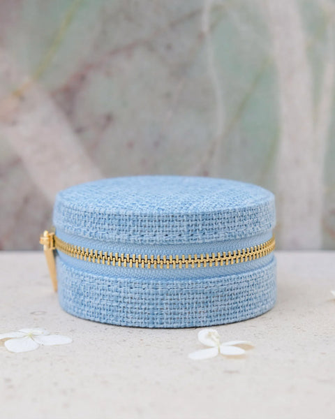 Yvonne linen effect travel jewelry box Blue
