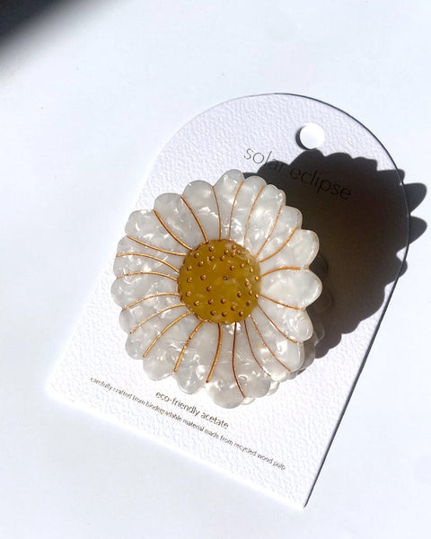 Hand-Painted Daisy Flower Claw Hair Clip