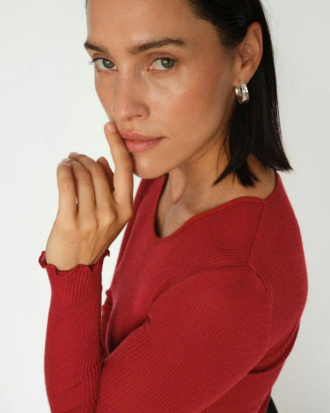 Elaine O-LS Seamless Tee Rhythmic Red