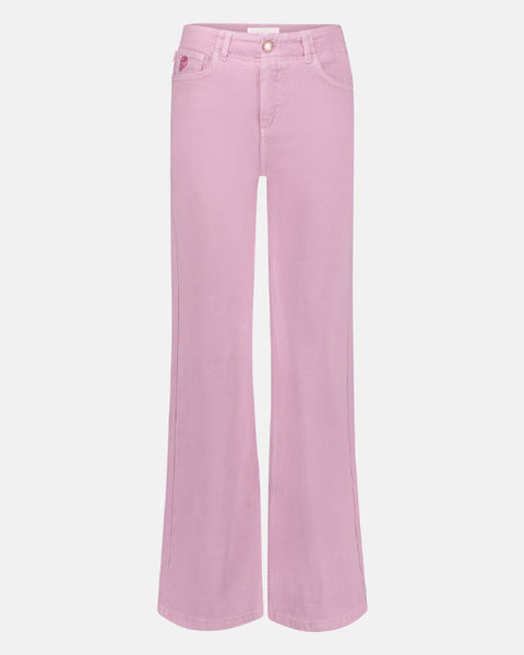 Hayley Wide Leg Cropped Jeans Pink Glow