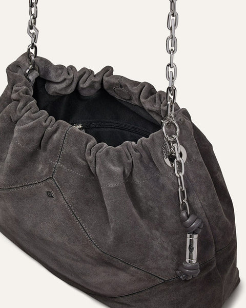June Suede Tote Bag Dark Grey