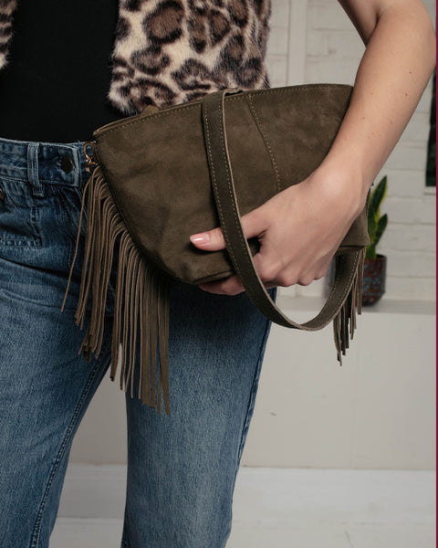 Kingston Tassle Cross Body Bag Olive