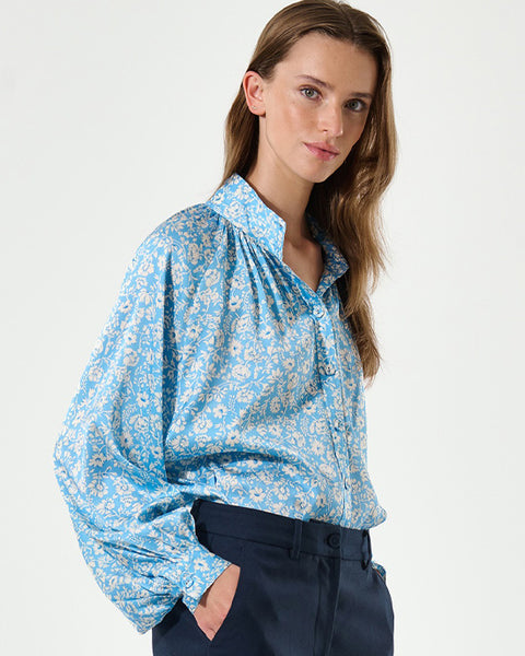 Nita Silk Blouse Crocus Ocean