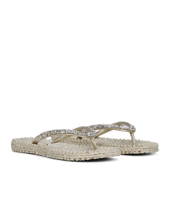 Flip Flops w Rhinestones Platin