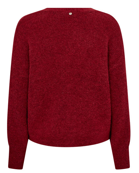 Thora V-Neck Knit Cardigan Rhythmic Red