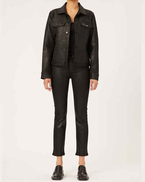Mara Straight Mid Rise Instasculpt Ankle Black Coated