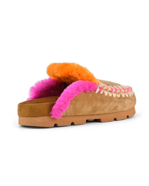 Winter bio overstitching Slipper Cognac