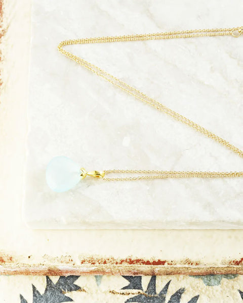 Hera Pendant Necklace Aqua Chalcedony