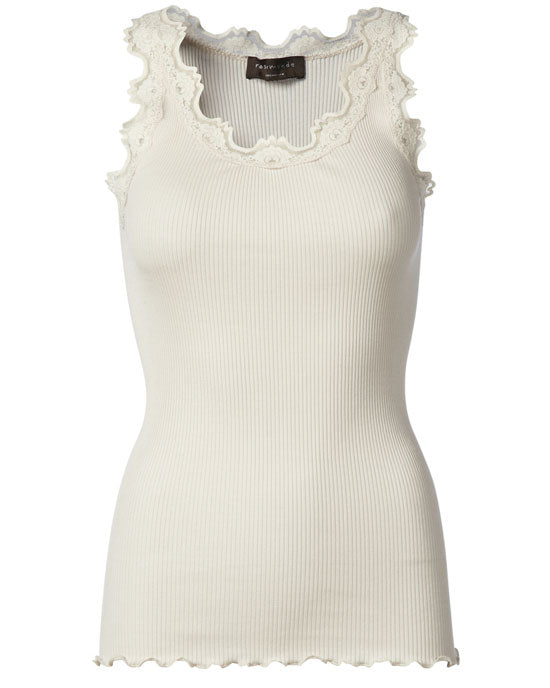 Classic Silk Top w Lace Soft Powder - shopatstocks