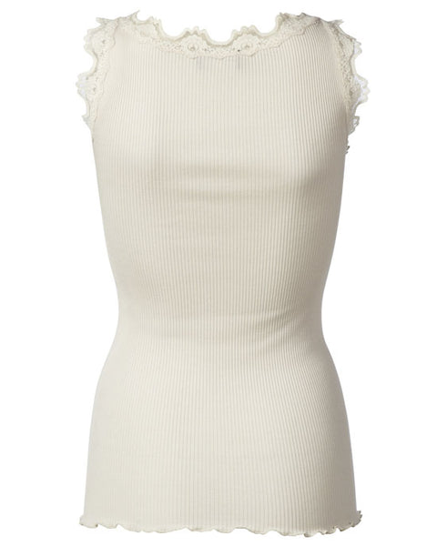 Classic Silk Top w Lace Soft Powder - shopatstocks