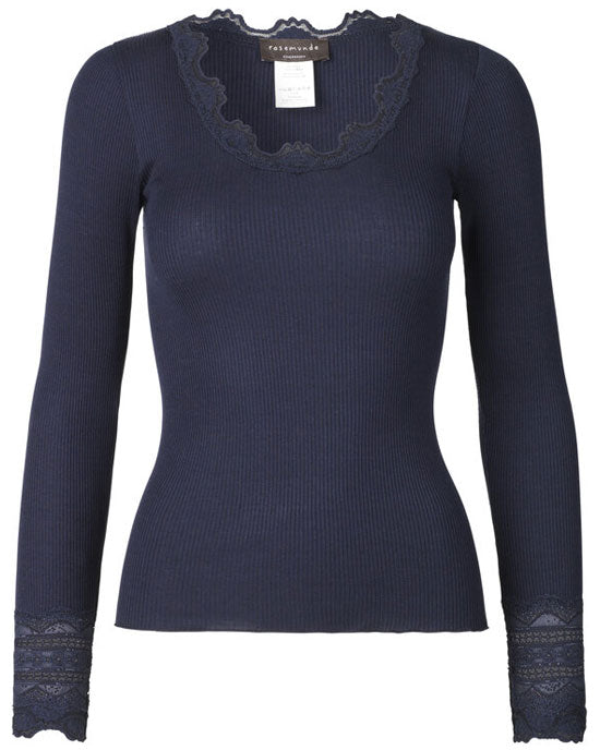 Silk Top Long Sleeve Navy - shopatstocks