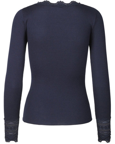 Silk Top Long Sleeve Navy - shopatstocks