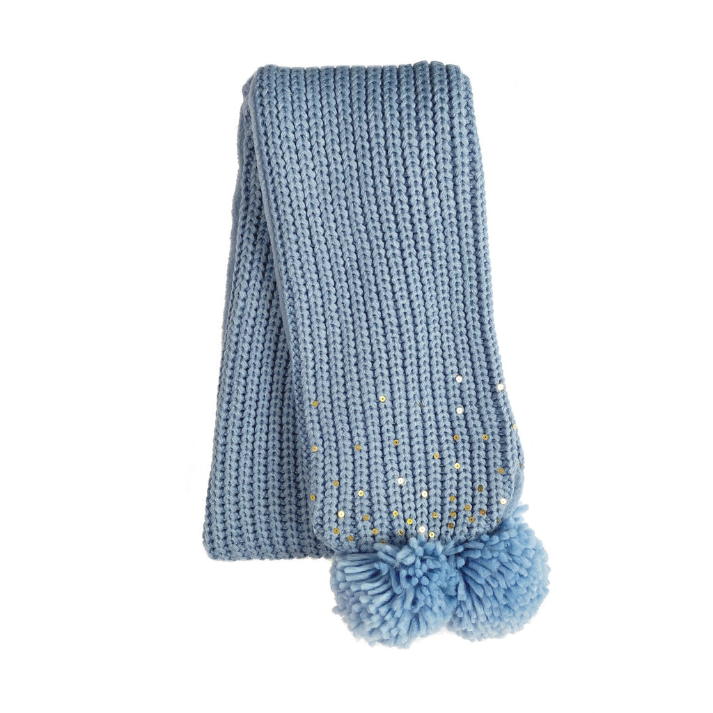 Shimmer Sequin Knitted Scarf Blue