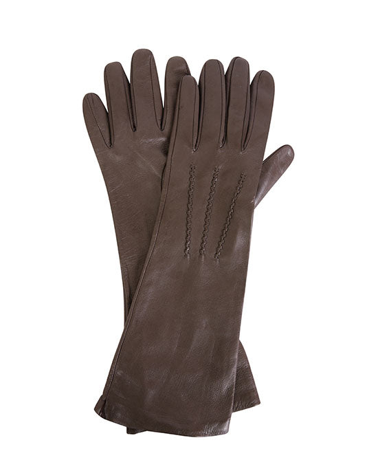 Ladies leather mid length glove w silk lining - shopatstocks