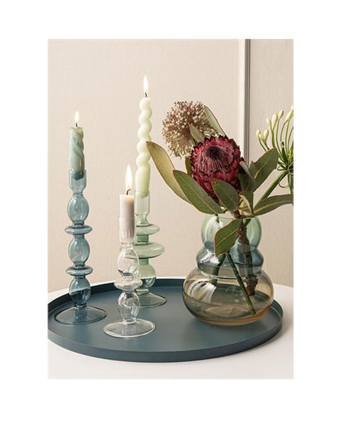 Candle holder Glass Art Rings Large Green - shopatstocks