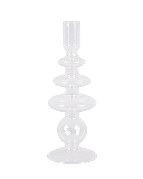 Candle Holder Glass Art Rings Large Clear - shopatstocks