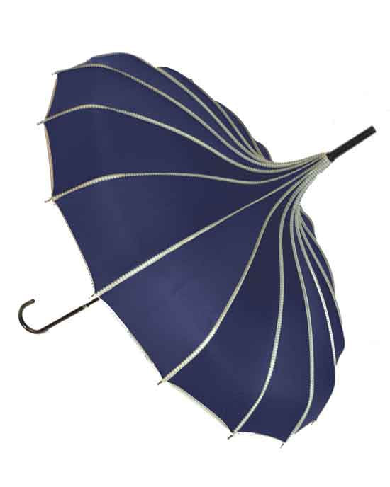 Ribbed Pagoda Umbrella Navy
