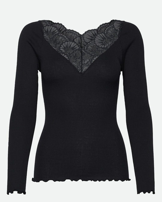 Beatha Silk Top Black L/S