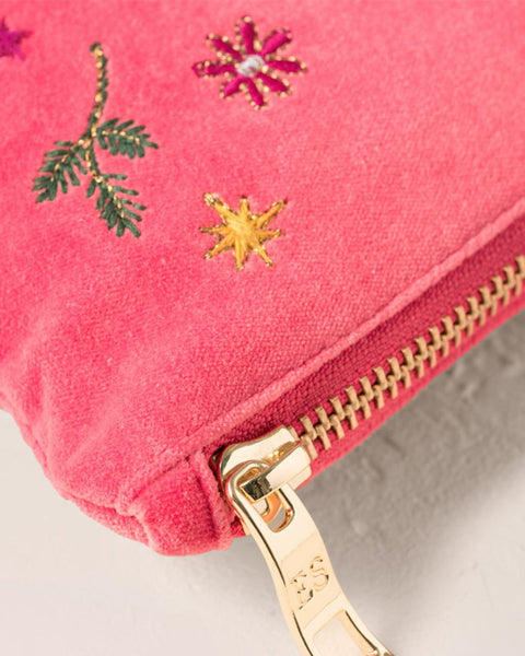 Doves of Peace Velvet Everyday Pouch - Spiced Coral