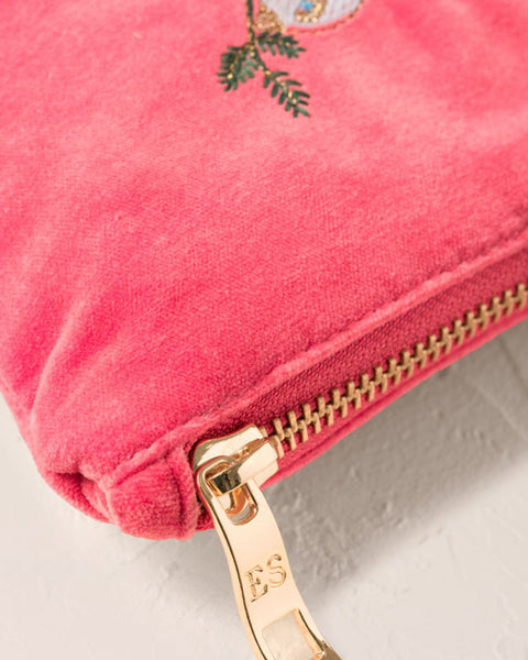 Doves of Peace Velvet Mini Pouch - Spiced Coral