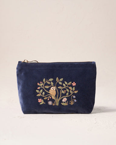 Tree of Life Velvet Mini Pouch Indigo