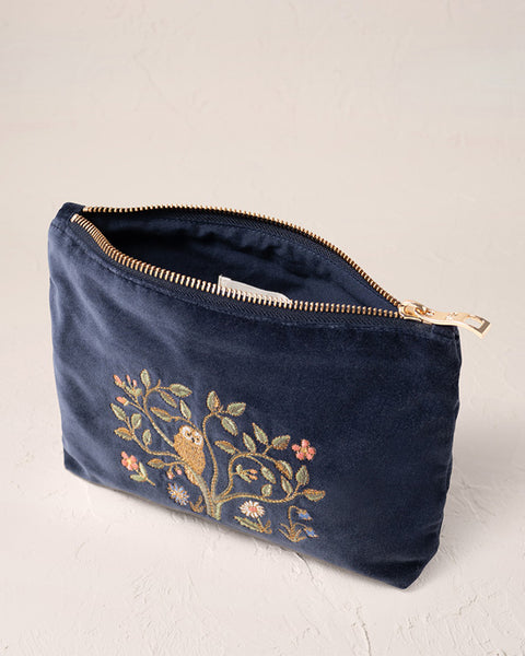 Tree of Life Velvet Mini Pouch Indigo
