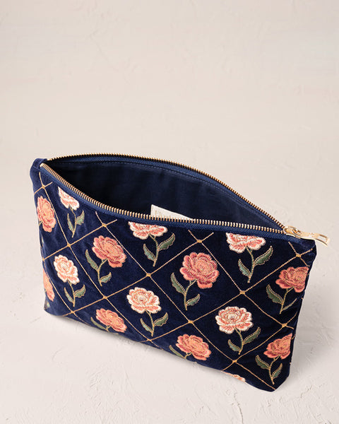 Rose Velvet Everyday Pouch - Navy