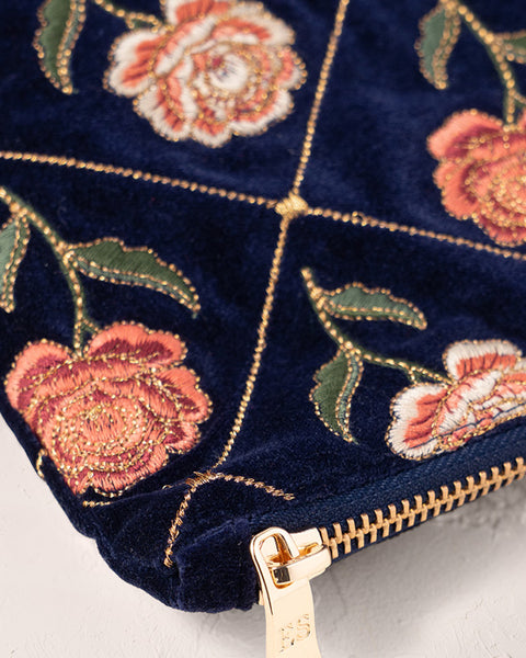 Rose Velvet Everyday Pouch - Navy