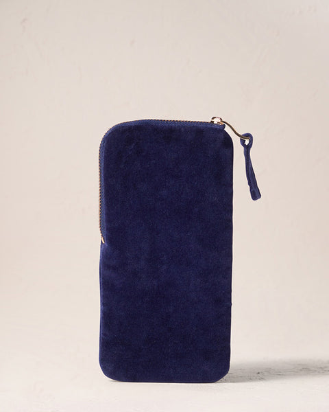 Rose Velvet Glasses Case - Navy