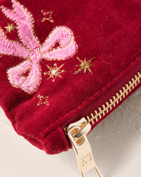 Dazzling Bows Velvet Everyday Pouch Rouge