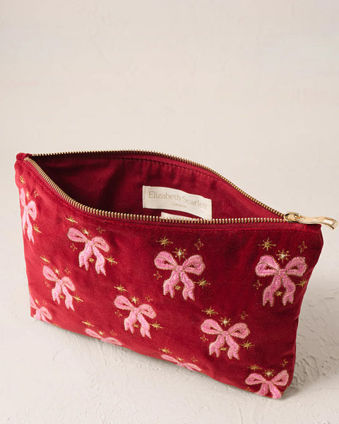 Dazzling Bows Velvet Everyday Pouch Rouge