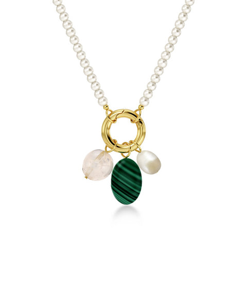 Beach Crystal Necklace Multi Gold