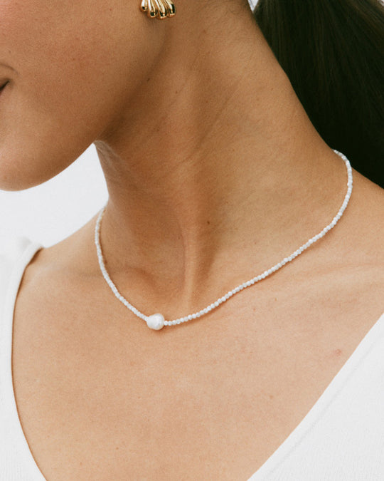 Beach Pearls Necklace Offwhite Gold